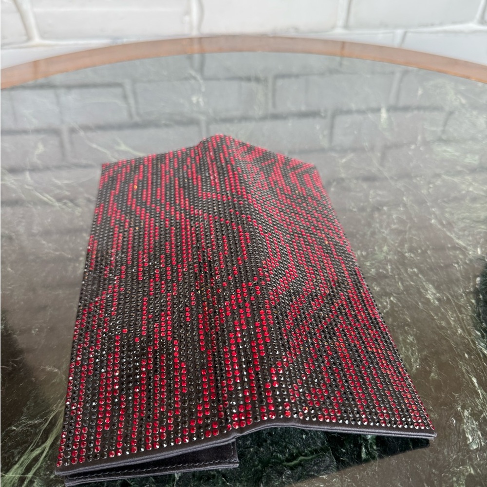 Escada Swarovski Crystal Zebra Clutch with makeup mirror & shoulder strap